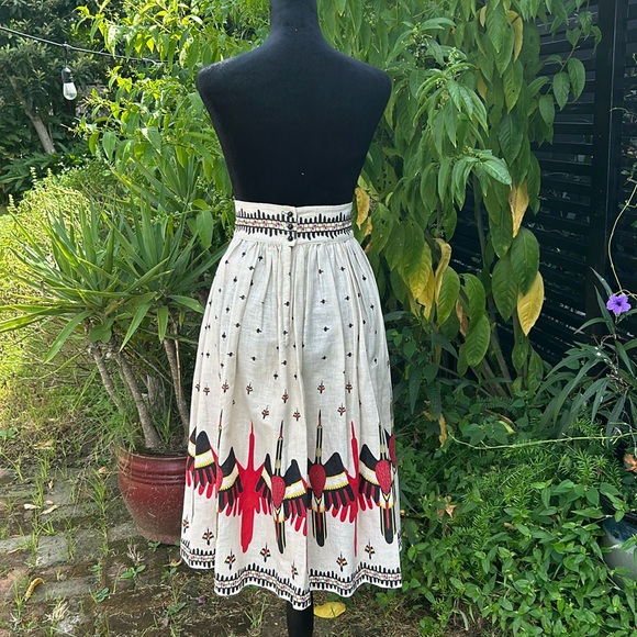 60s 70s Vintage OOAK Handmade Flying Geese Skirt XS - Picture 2 of 11